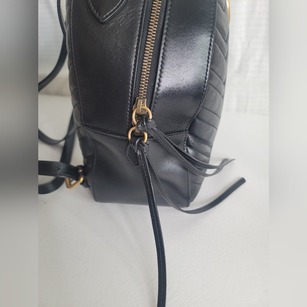 Gucci Black Matelasse Leather GG Marmont Backpack - Picture 8 of 15